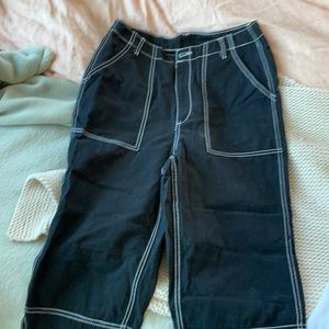 H&M Black barrel jeans with white stitching